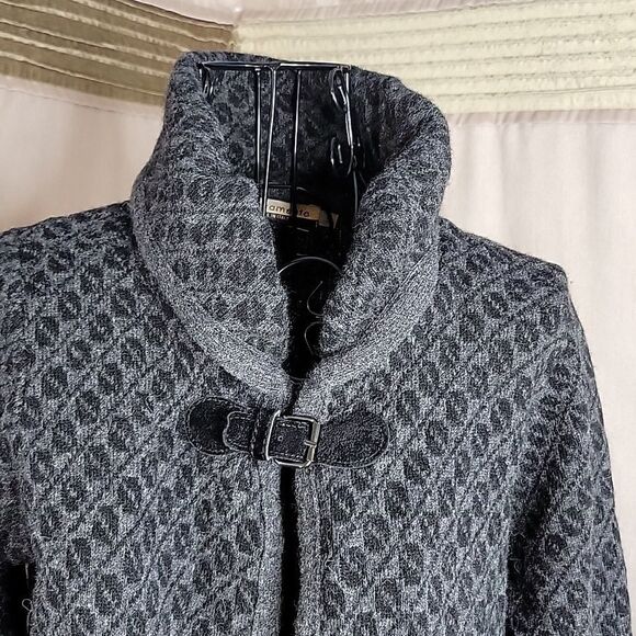 CHIARAMENTE Wool Abstract Black and Gray Sweater Cardigan Small - Picture 2 of 7